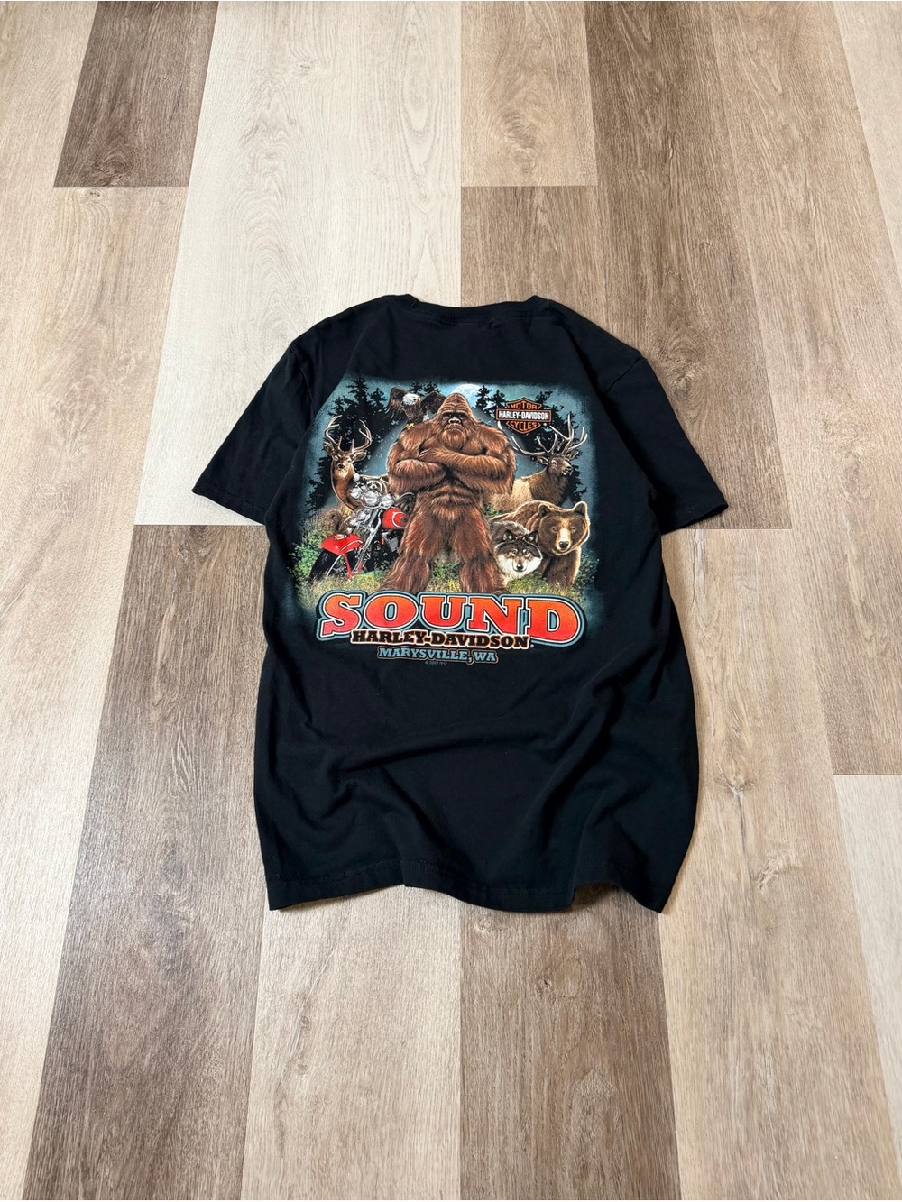 Harley-Davidson Black Tee with Sasquatch Back Graphic